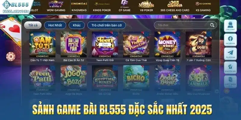 Sảnh game bài BL555 đặc sắc nhất 2025